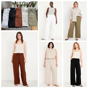 Bundle of 5 Old Navy High-Waisted Linen-Blend Super Wide-Leg Pants Large Tall